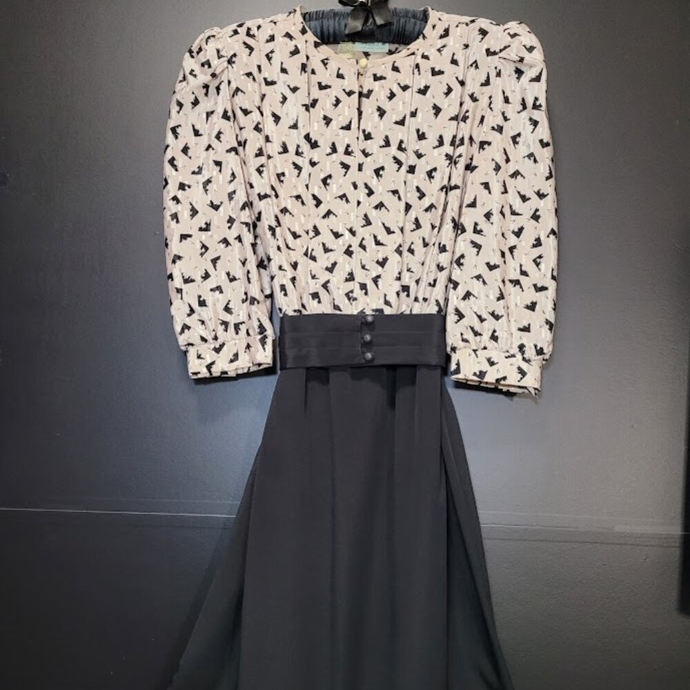 Vtg 80s Lady Carol Petites Puff Sleeve Career Dress Sz 10